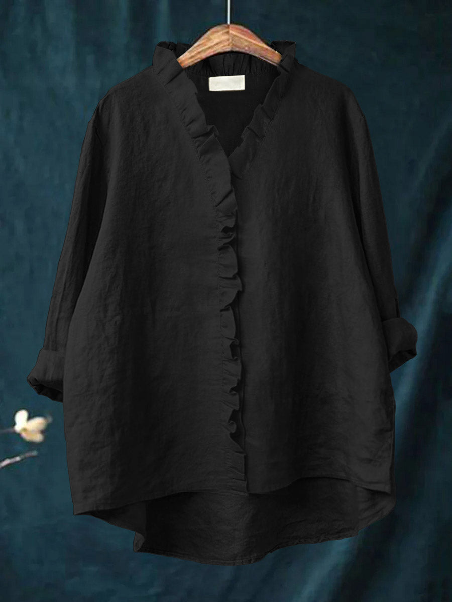 Florine | Blouse en Coton et Lin avec Volants