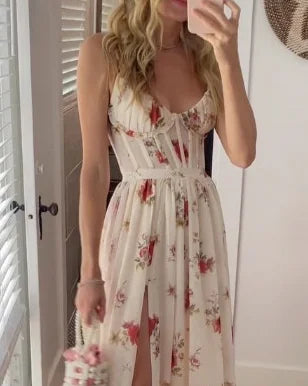 FLORÉA | Robe longue fleurie à décolleté flatteur