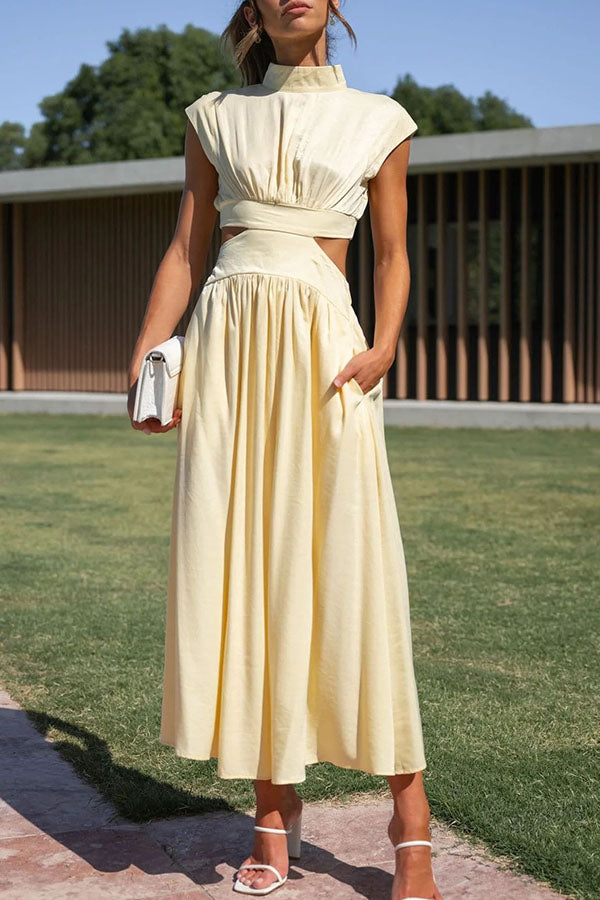 Quincy | Robe midi avec découpe et poches