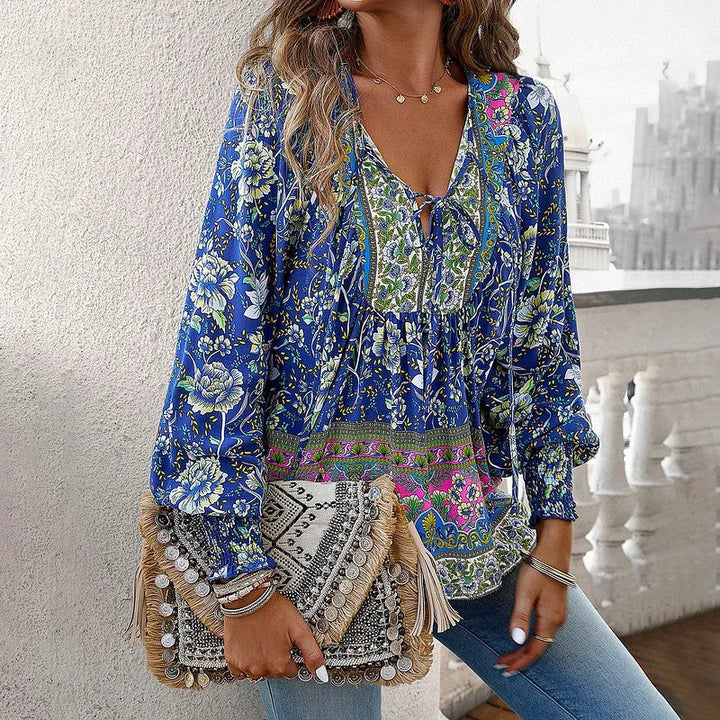 Sallie™ | Haut Bohémien Fluide à Motif Floral