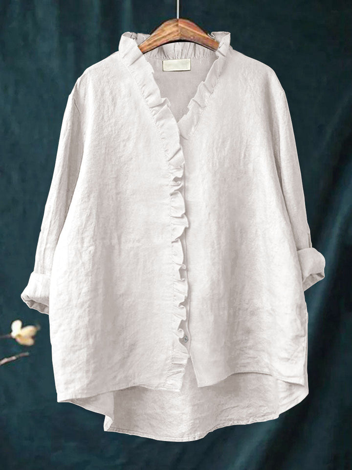 Florine | Blouse en Coton et Lin avec Volants