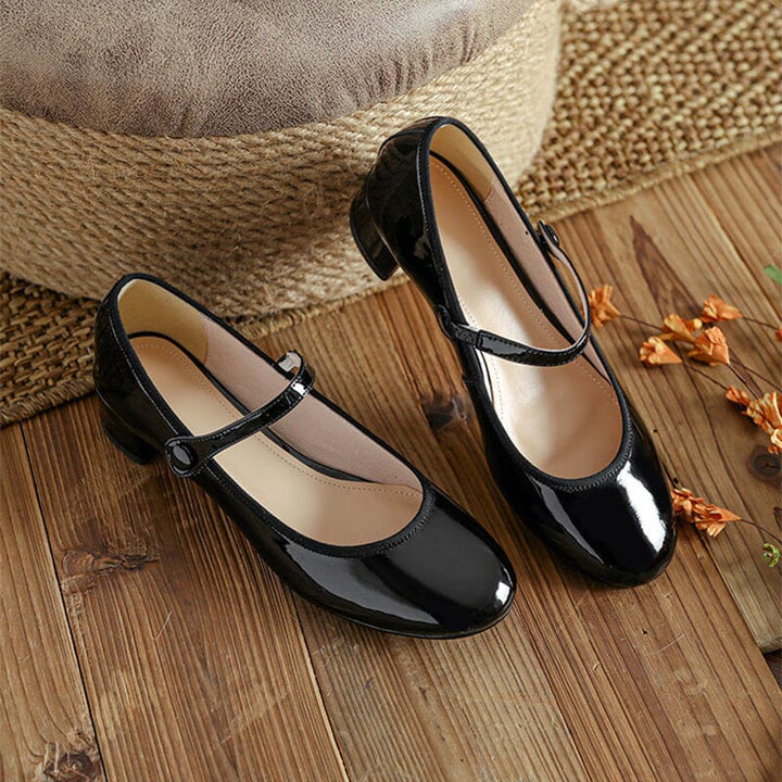 Zolena - Ballerines vintage en cuir de vache
