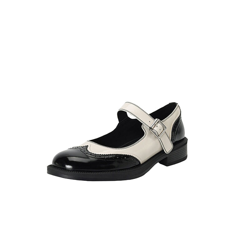 Perlina – Chaussures Plates en Cuir de Vache Lavé