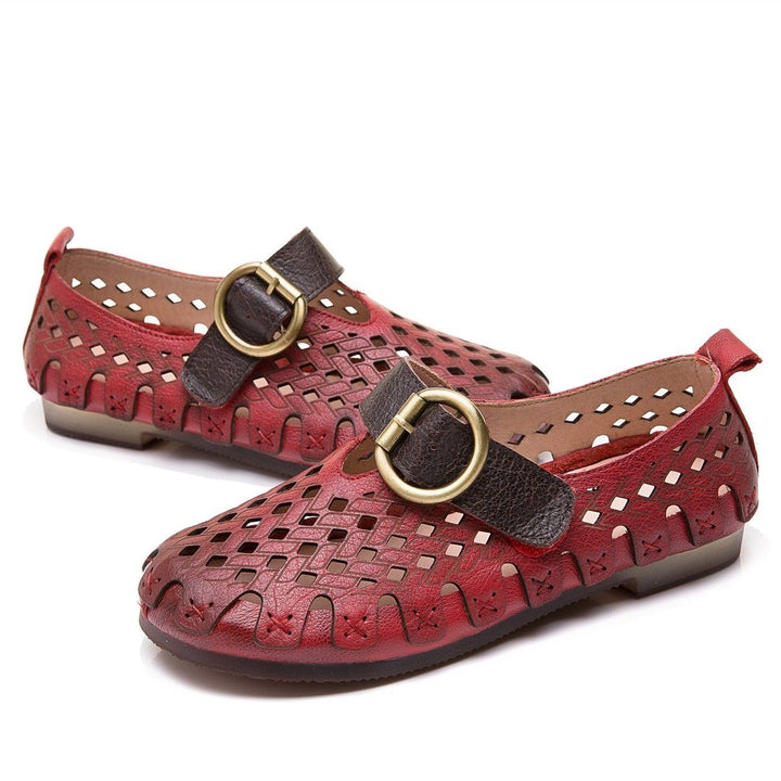 Lunaria - Chaussures plates confortables en cuir de vache pour femmes