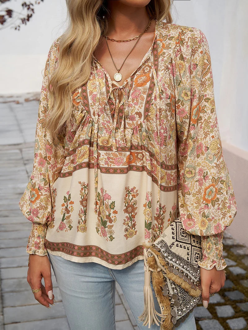 Sallie™ | Haut Bohémien Fluide à Motif Floral