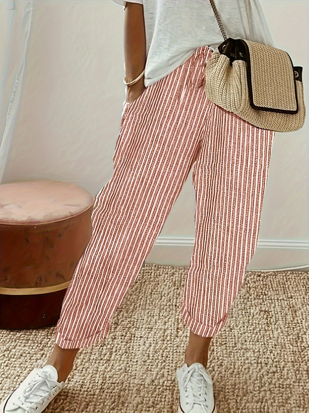 Sanna™ – Pantalons Amples avec Rayure Élégante