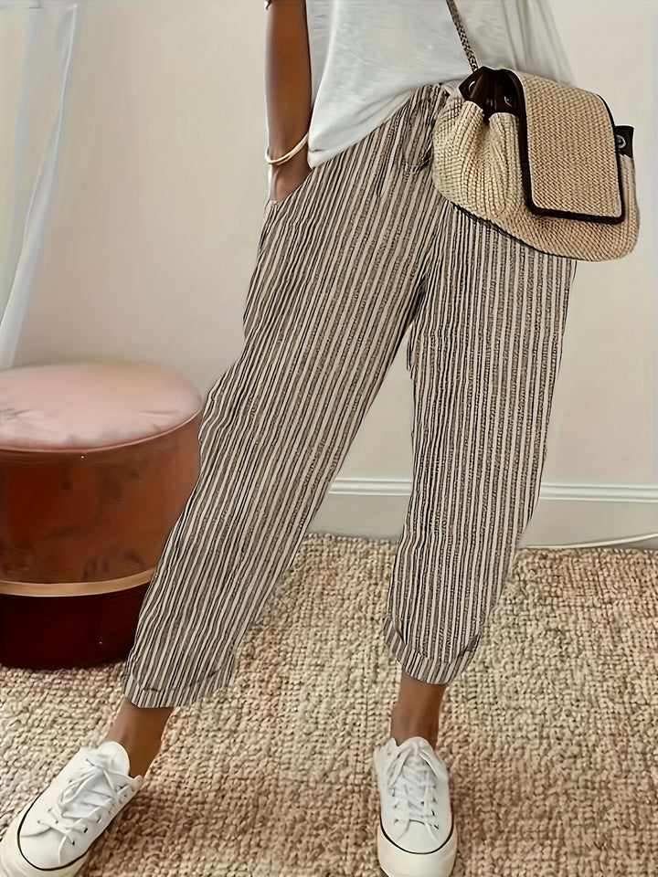 Sanna™ – Pantalons Amples avec Rayure Élégante
