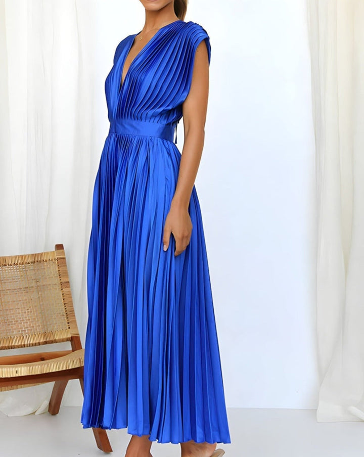 ELENA - ROBE MIDI PLISSÉE SANS MANCHE
