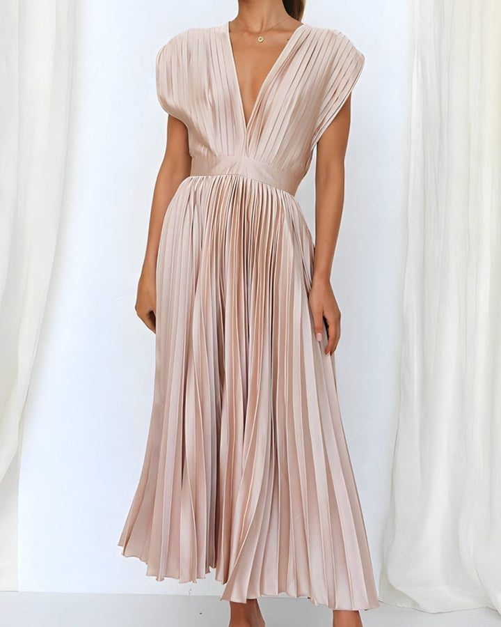 ELENA - ROBE MIDI PLISSÉE SANS MANCHE
