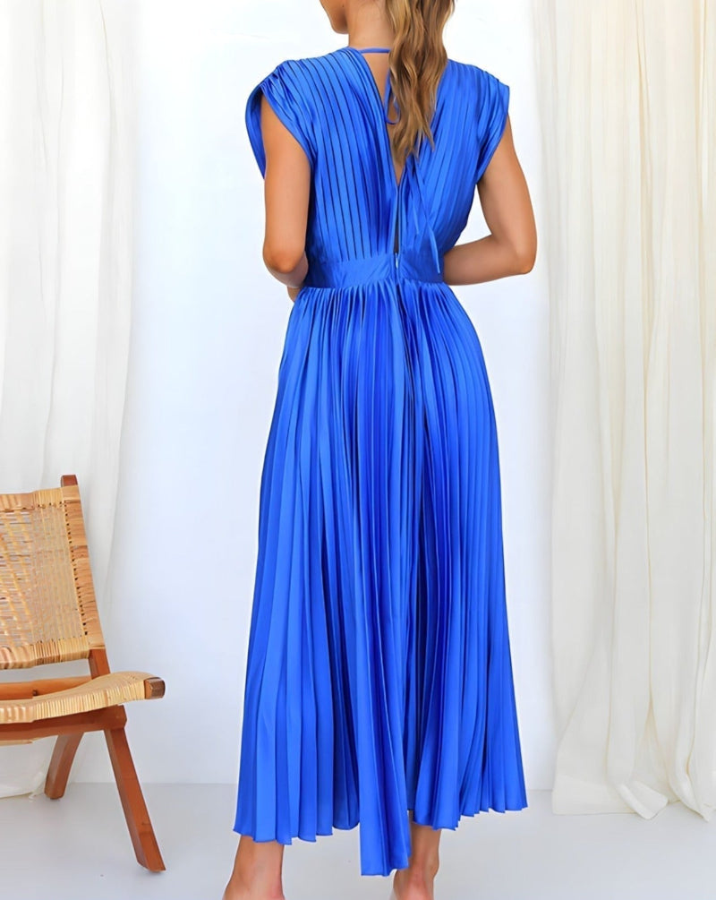 ELENA - ROBE MIDI PLISSÉE SANS MANCHE