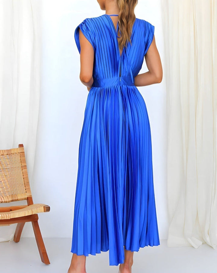 ELENA - ROBE MIDI PLISSÉE SANS MANCHE