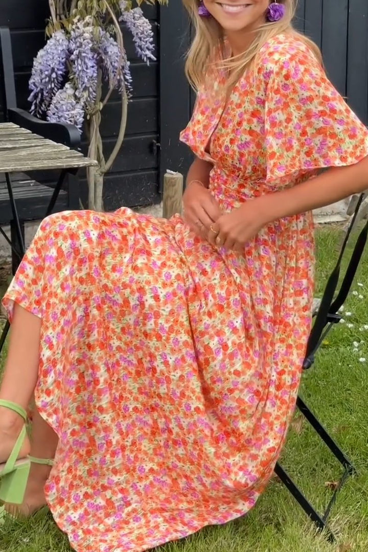Pauline - Robe longue à motif floral