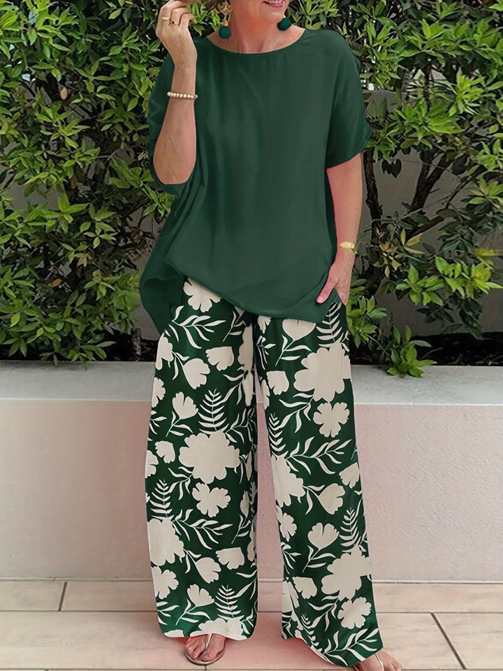 Elidia | Ensemble Estival Deux Pièces avec Pantalon Large