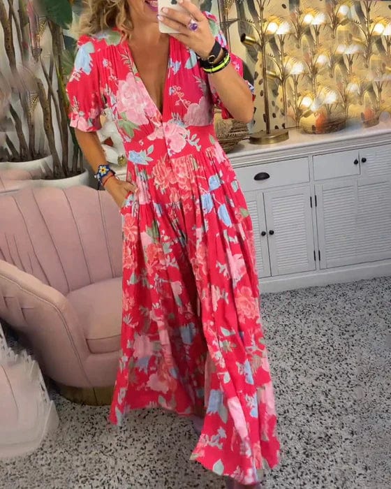 Isabeau™ | Robe Longue Élégante avec Décolleté en V et Poches Pratiques