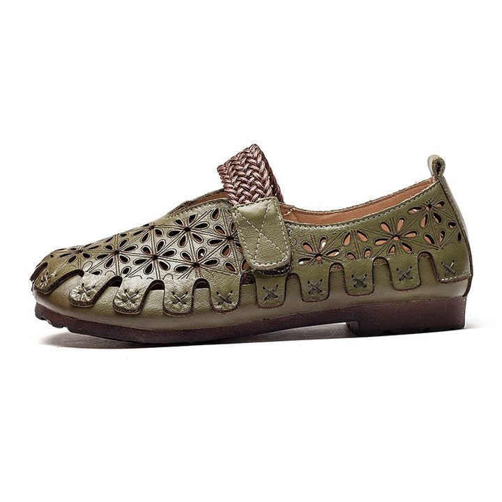 Lunaria - Chaussures plates confortables en cuir de vache pour femmes