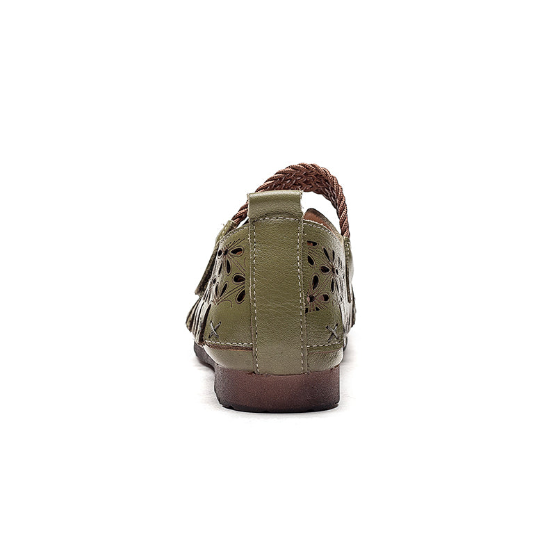 Lunaria - Chaussures plates confortables en cuir de vache pour femmes