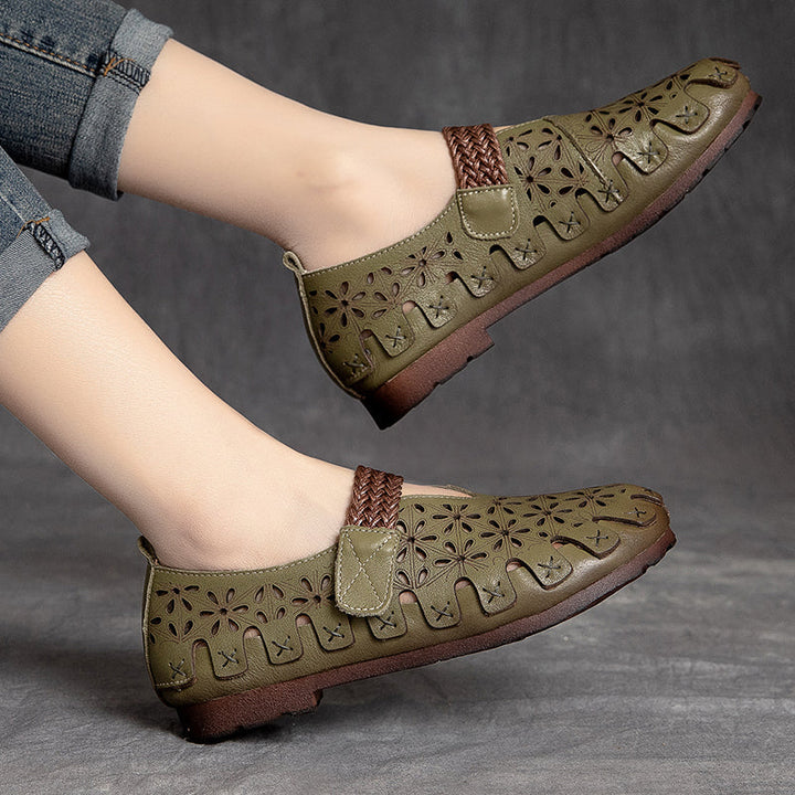 Lunaria - Chaussures plates confortables en cuir de vache pour femmes
