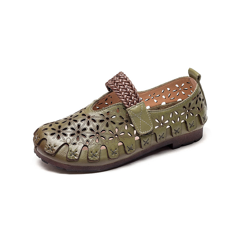 Lunaria - Chaussures plates confortables en cuir de vache pour femmes