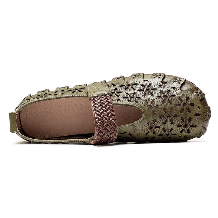 Lunaria - Chaussures plates confortables en cuir de vache pour femmes