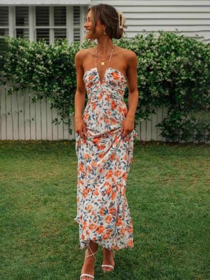 Louise™ | Robe d'Été Longue avec Col Américain et Imprimé Floral