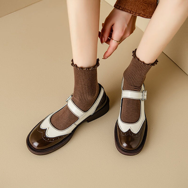 Perlina – Chaussures Plates en Cuir de Vache Lavé