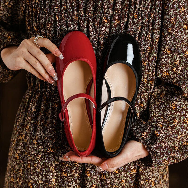 Zolena - Ballerines vintage en cuir de vache