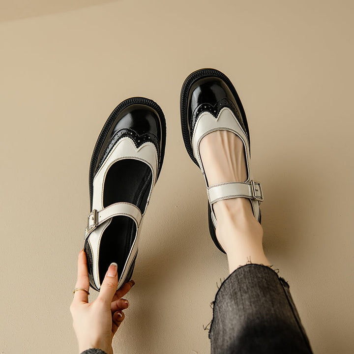Perlina – Chaussures Plates en Cuir de Vache Lavé