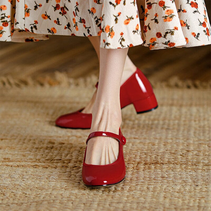 Zolena - Ballerines vintage en cuir de vache
