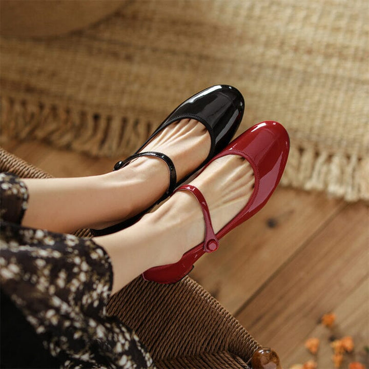 Zolena - Ballerines vintage en cuir de vache