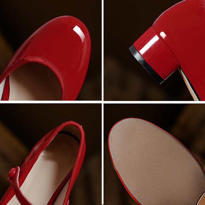 Zolena - Ballerines vintage en cuir de vache