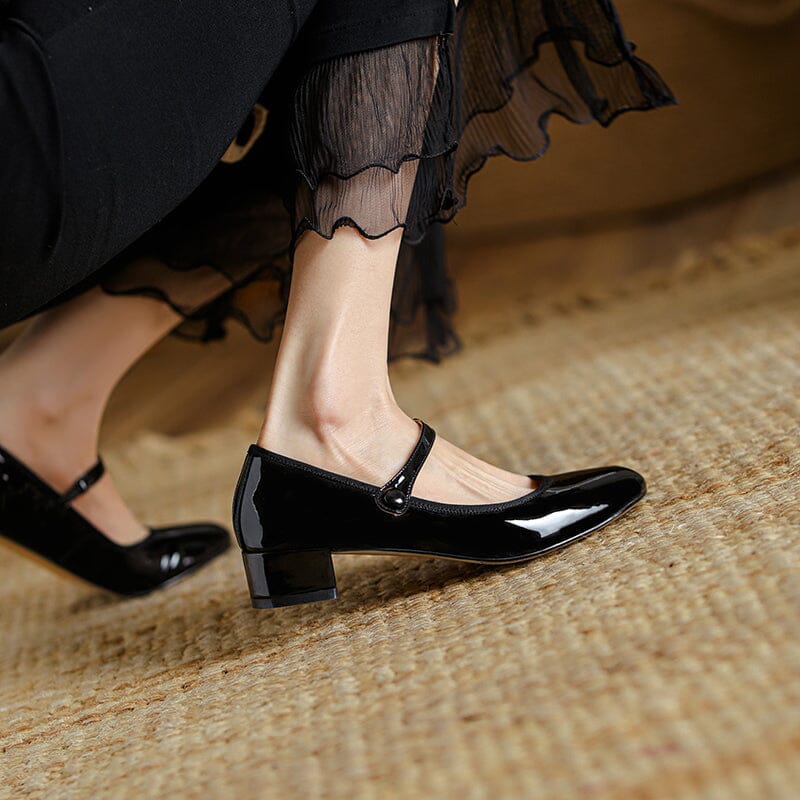 Zolena - Ballerines vintage en cuir de vache