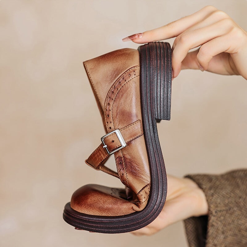 Lenara - Chaussures en cuir rétro pour femmes