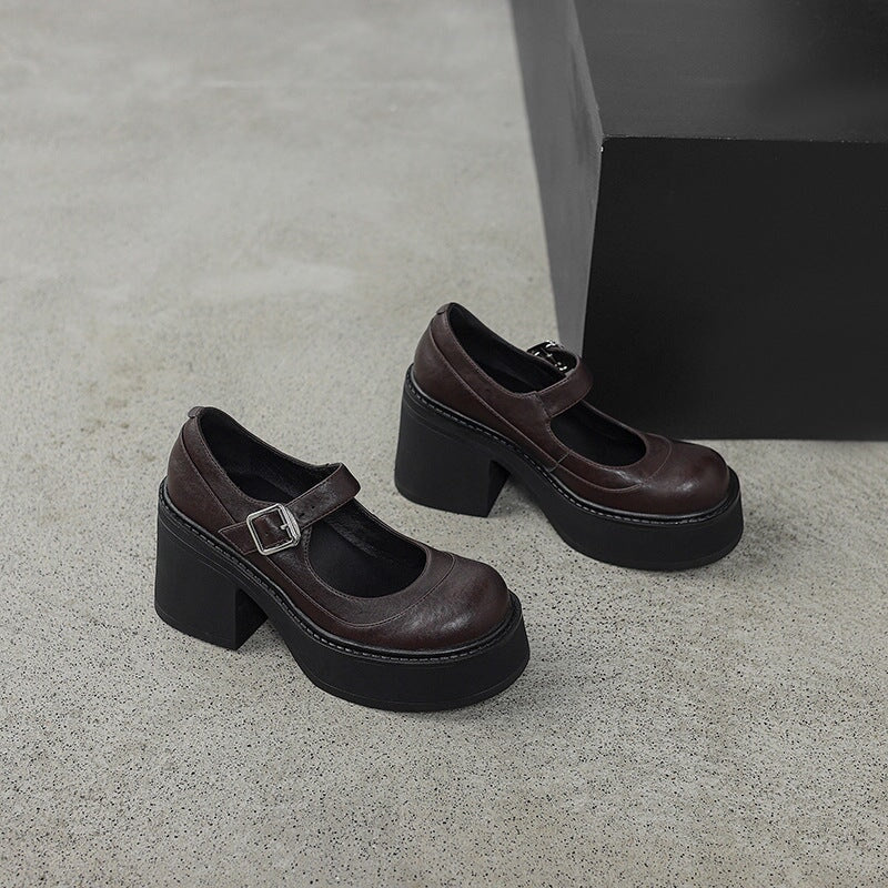Brzyska - Chaussures en cuir verni à plateforme épaisse