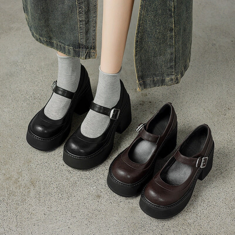 Brzyska - Chaussures en cuir verni à plateforme épaisse