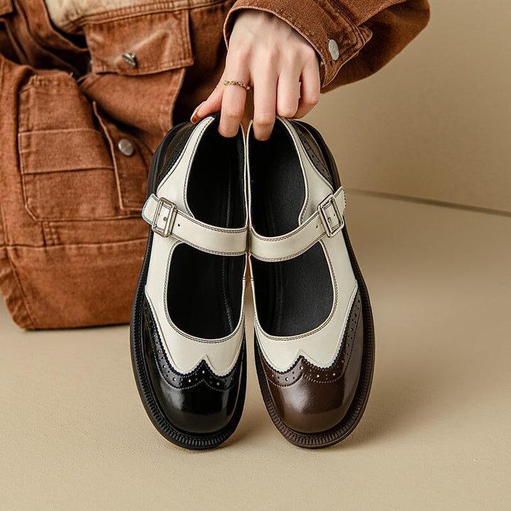 Perlina – Chaussures Plates en Cuir de Vache Lavé