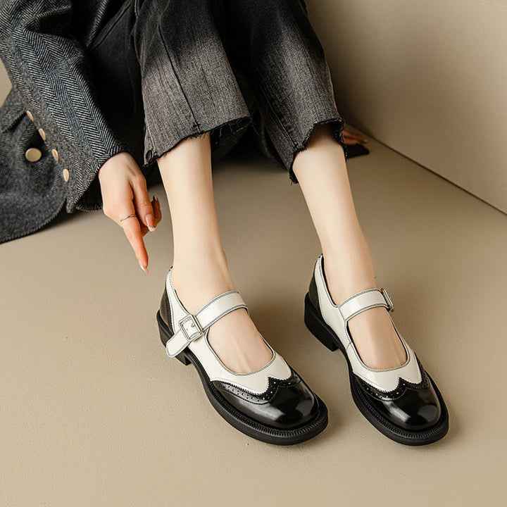 Perlina – Chaussures Plates en Cuir de Vache Lavé