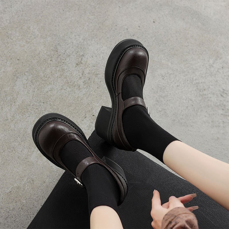 Brzyska - Chaussures en cuir verni à plateforme épaisse