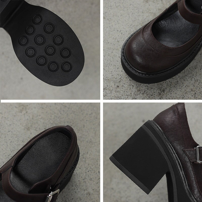 Brzyska - Chaussures en cuir verni à plateforme épaisse