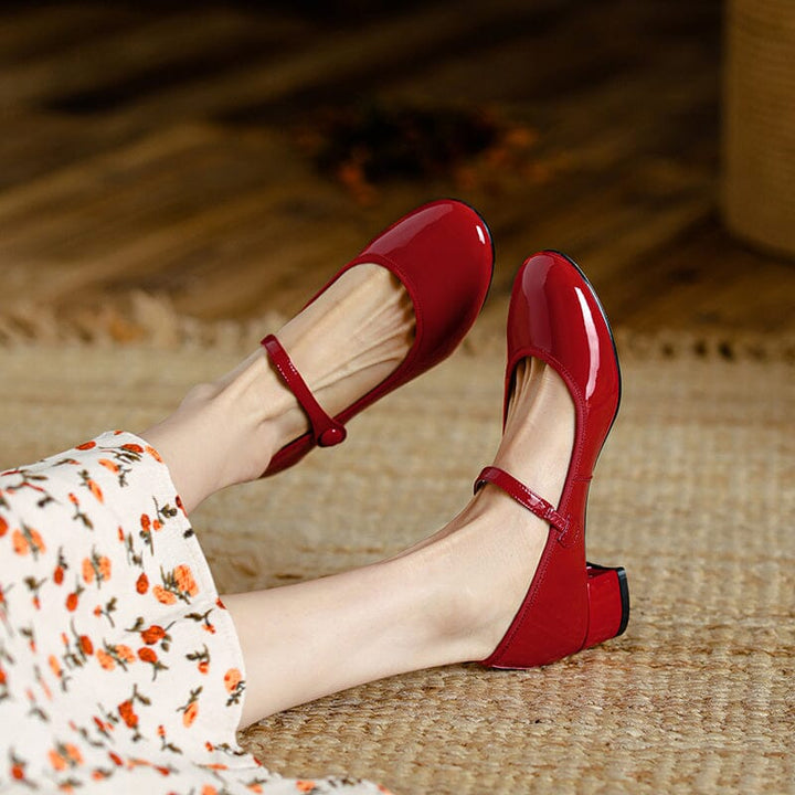 Zolena - Ballerines vintage en cuir de vache
