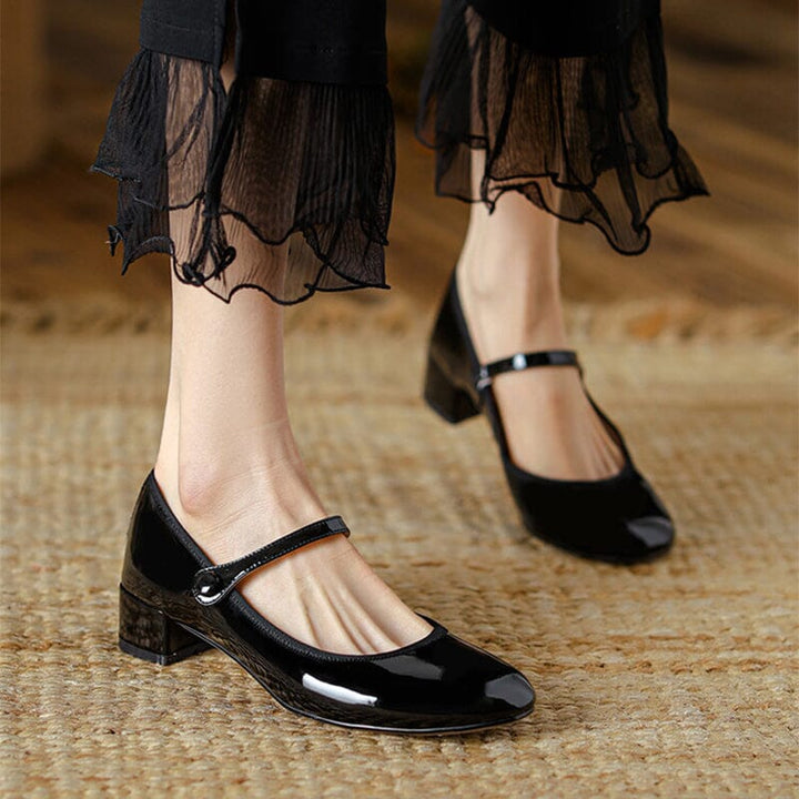 Zolena - Ballerines vintage en cuir de vache