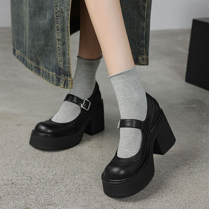 Brzyska - Chaussures en cuir verni à plateforme épaisse