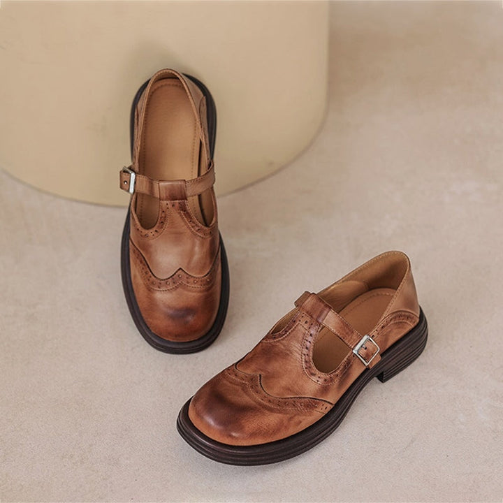 Lenara - Chaussures en cuir rétro pour femmes