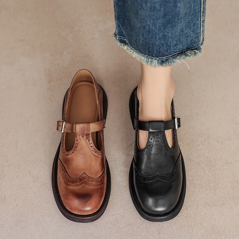 Lenara - Chaussures en cuir rétro pour femmes