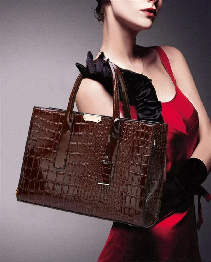 Sac à main en cuir imprimé crocodile New York