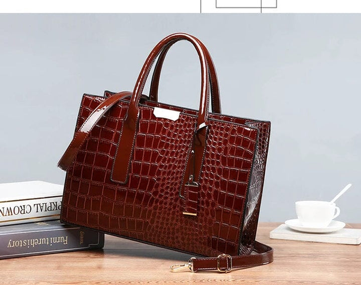 Sac à main en cuir imprimé crocodile New York