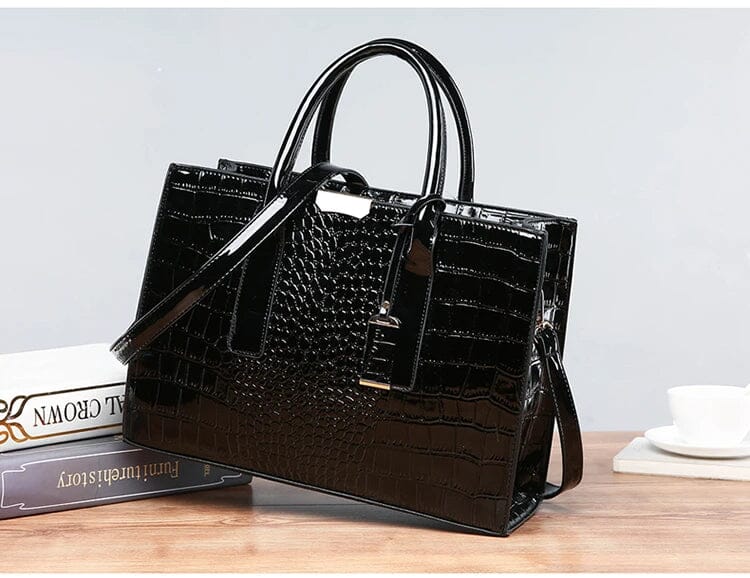 Sac à main en cuir imprimé crocodile New York