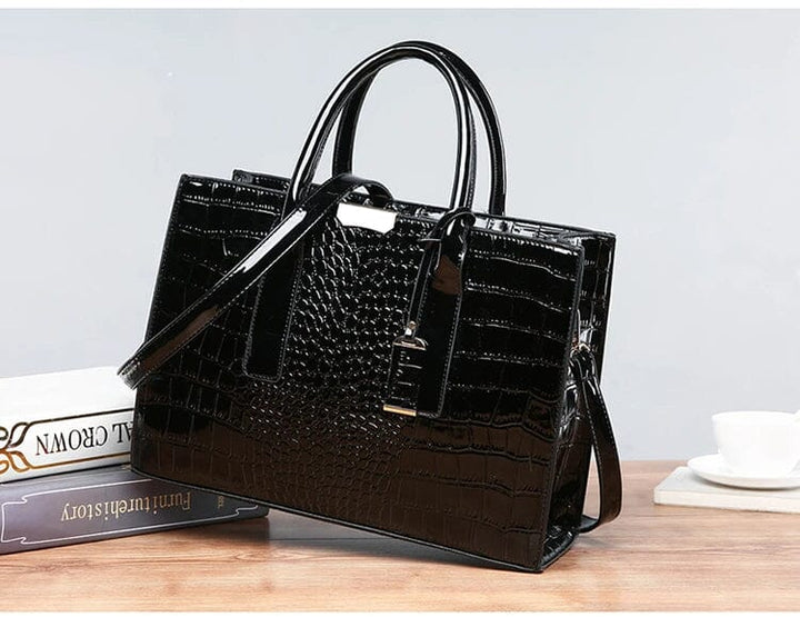 Sac à main en cuir imprimé crocodile New York
