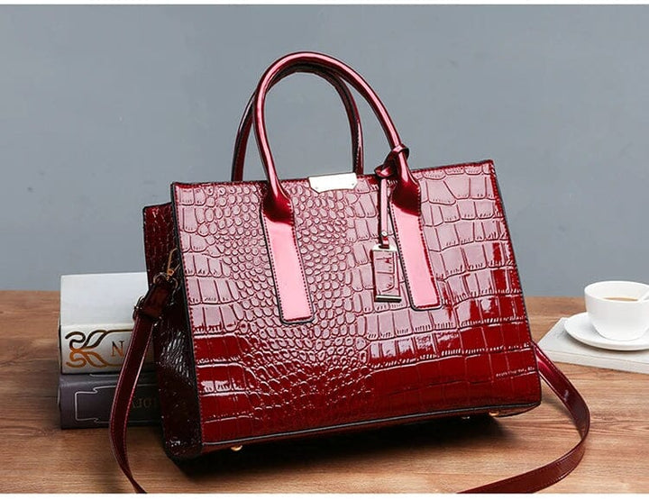Sac à main en cuir imprimé crocodile New York
