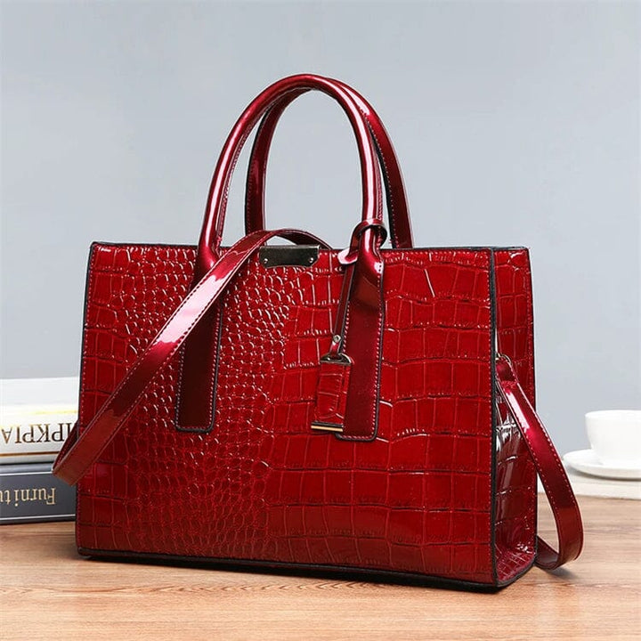 Sac à main en cuir imprimé crocodile New York