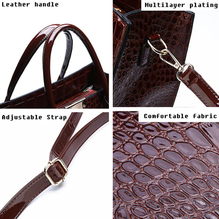 Sac à main en cuir imprimé crocodile New York